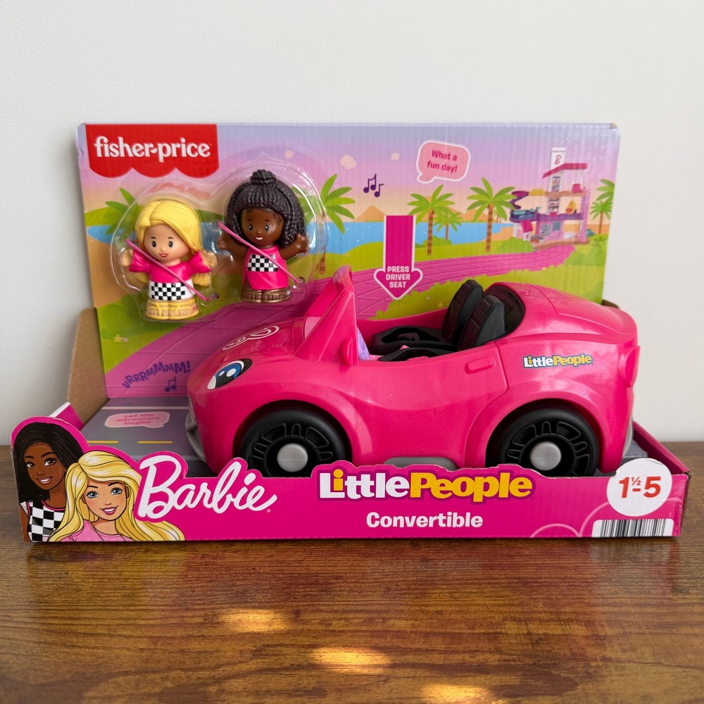 New Fisher Price Little People Barbie Pink Convertible Car Play Set Toys Girl